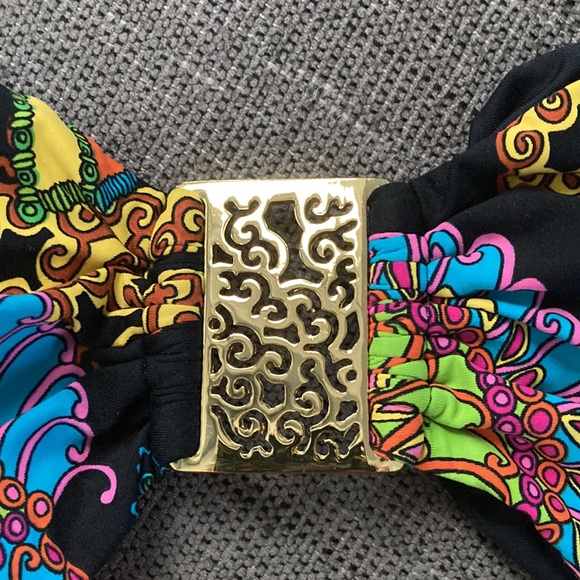 Trina Turk Halter Paisley Bikini Gold Hardware Accents M - Picture 3 of 8